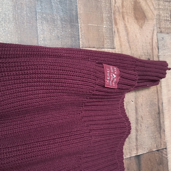 American Eagle Maroon Chunky Knit Button Collar Sweater Sz XXL Men of - Picture 8 of 17
